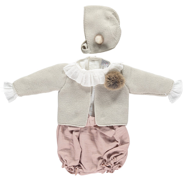 Pom pom knit baby jacket