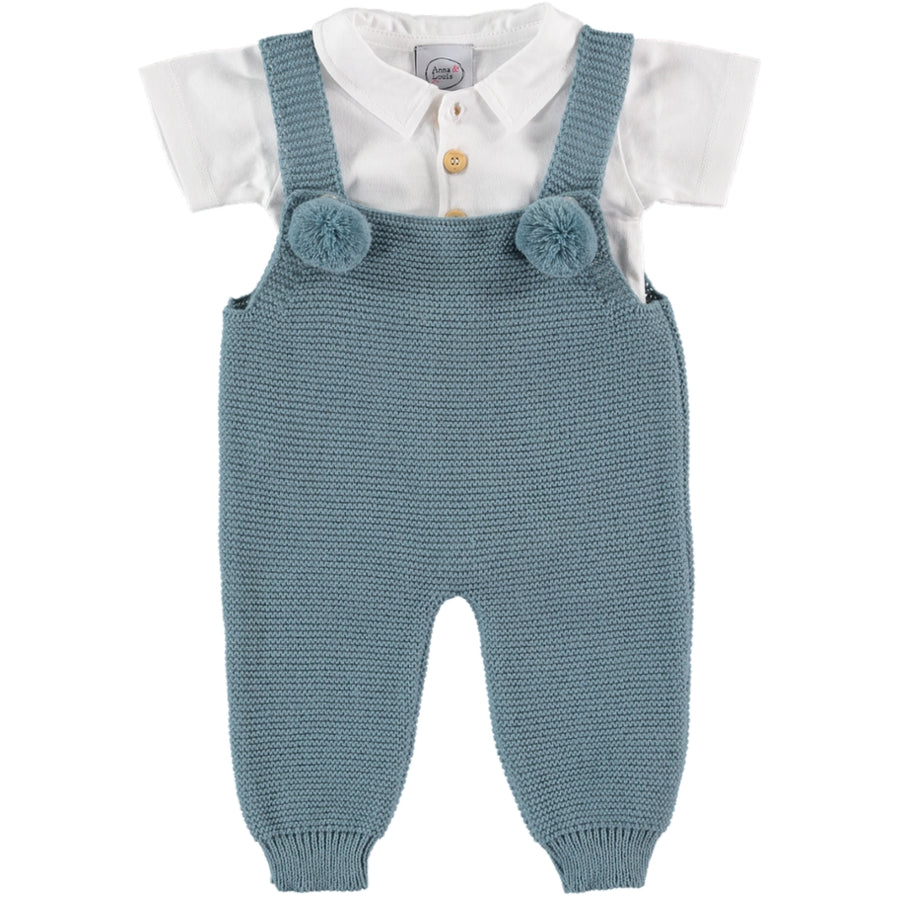 Blue knitted dungarees
