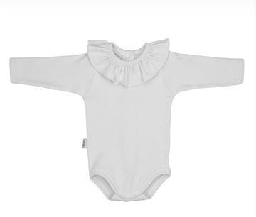 White baby bodysuit with collar