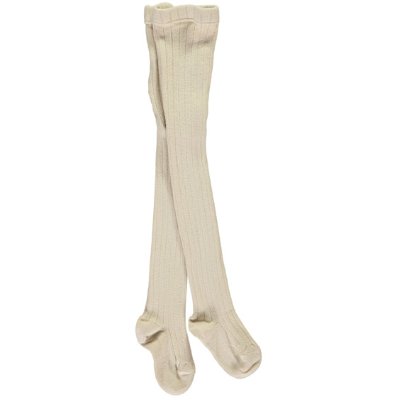 Girl's ribbed tights - cream colour