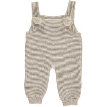 Beige baby romper with pompoms