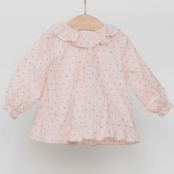 Dusty pink ruffle collar girl's shirt