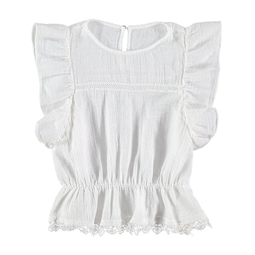 Spanish lace trimmings girl's white top
