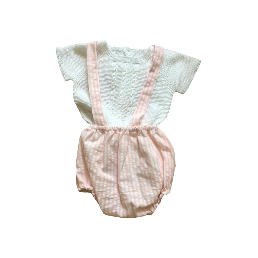 Pink baby short with braces set