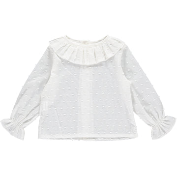 Ruffle collar girls shirt (white)